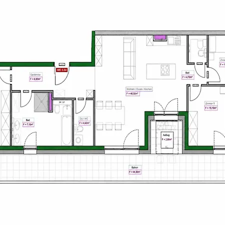 Appartement Penthouse - Dachgarten - 3 Beds - Fast Wifi